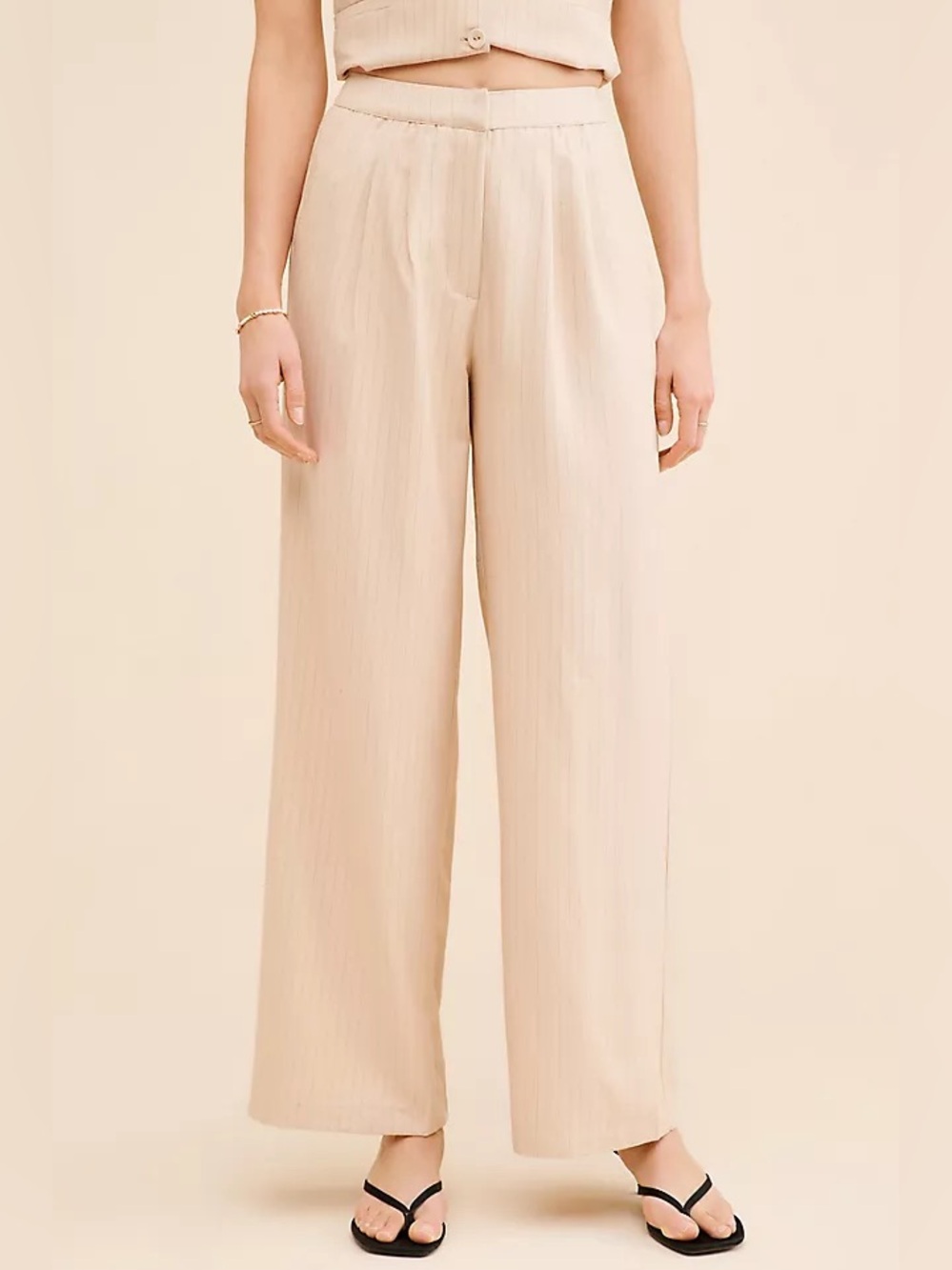WeWoreWhat x Revolve Neutral Tailored Straight Leg Trouser 12 Career Wear
